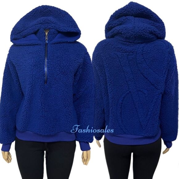 Victoria’s Secret Sherpa Half Zip Pullover Cozy Hoodie Blue Small … - Picture 1 of 4